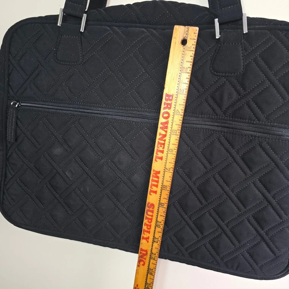 Vera Bradley Black Quilted Laptop commuter Bag Work Tote Shoulder Bag 16x12